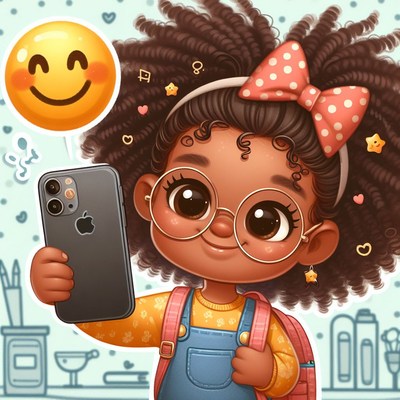 Girl taking selfie with smartphone