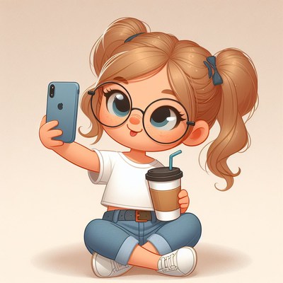 Girl taking selfie with coffee