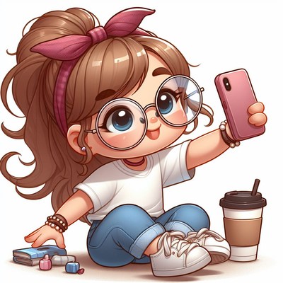 Girl taking selfie with phone