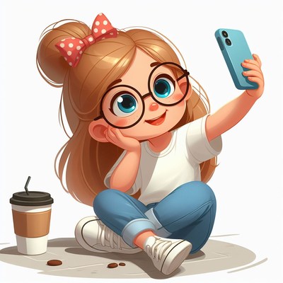Girl taking selfie with coffee