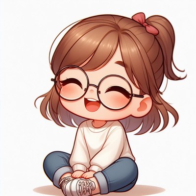 Happy anime girl in glasses