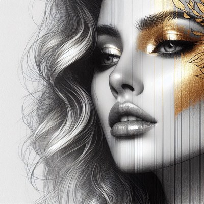 Woman with gold makeup illustration