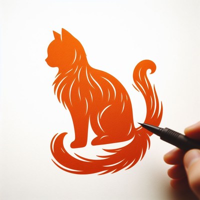Paper cut cat silhouette