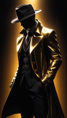 Man in golden coat and fedora
