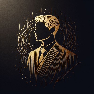Golden man silhouette with stars