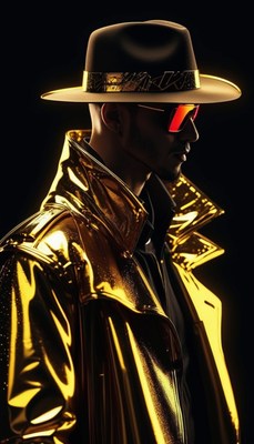 Man in gold jacket and fedora