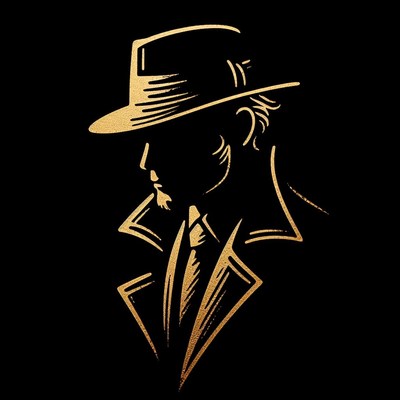 Golden silhouette of man in hat
