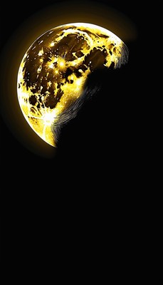 Golden moon in night sky