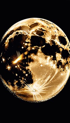 Golden moon with stars