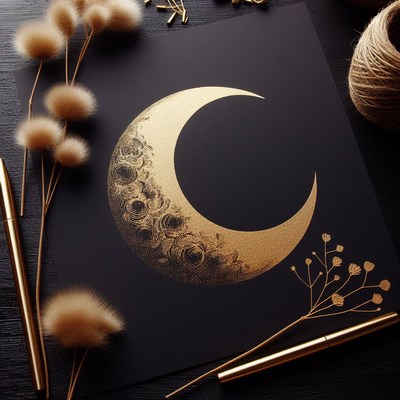 Gold crescent moon illustration
