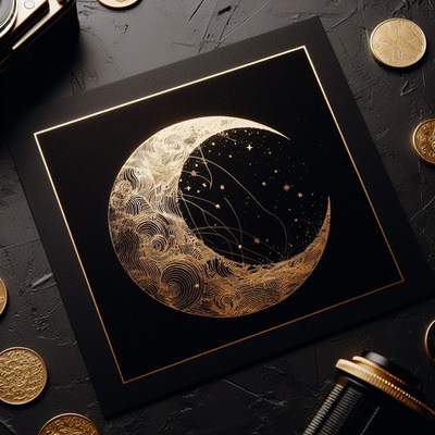 Gold crescent moon art print