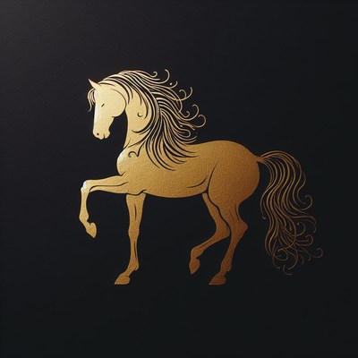 Golden horse silhouette