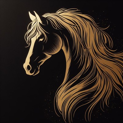 Golden horse head illustration