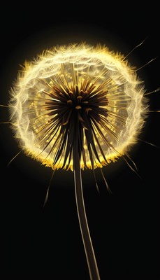 Dandelion seed head at night