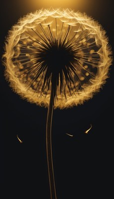 Dandelion seeds dispersing in the dark