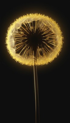 Golden dandelion seed head