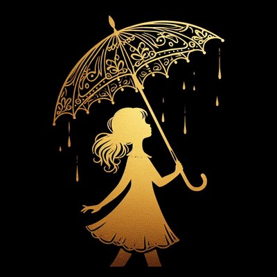 Golden girl under umbrella