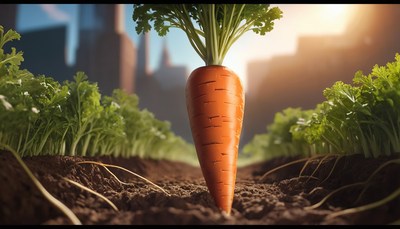 Carrot growing in urban garden