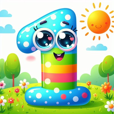 Happy number one in a sunny meadow