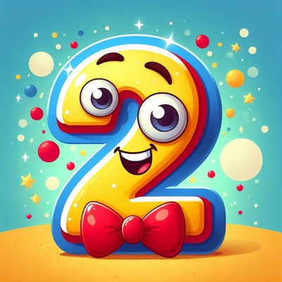 Happy number two with bowtie