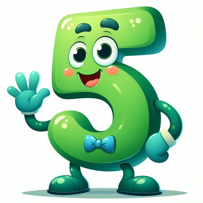 Green number five waving