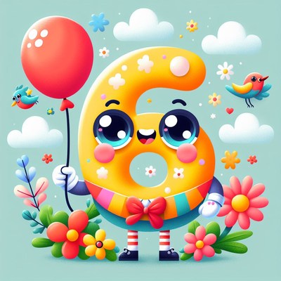 Happy 6th birthday cartoon