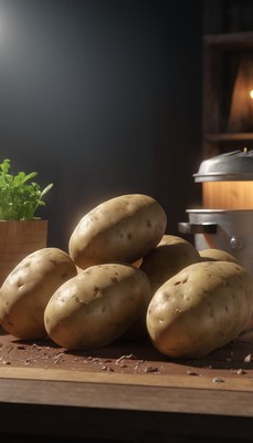 Potatoes on kitchen counter