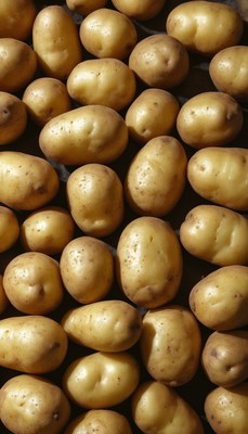 Close-up of potatoes in a bin