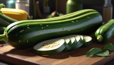 Green zucchini slices on cutting board