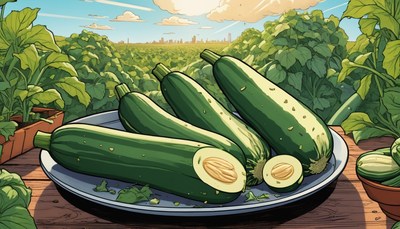 Fresh zucchini harvest in the field