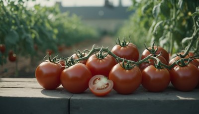 Ripe tomatoes on a vine