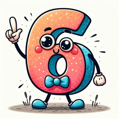 Cute cartoon number six