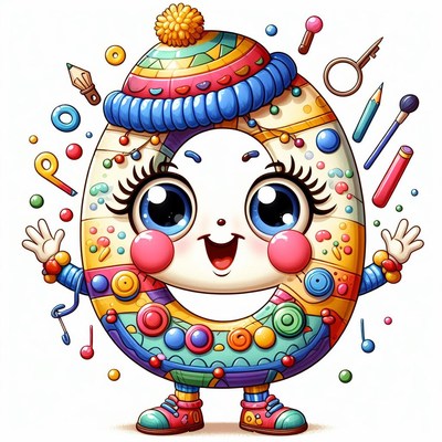 Colorful letter o character design