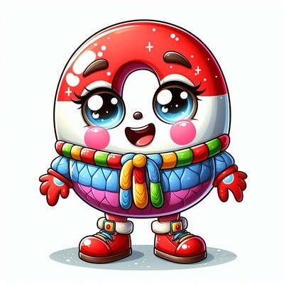 Smiling donut cartoon character