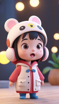 Animated girl in winter gear