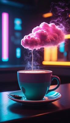 Coffee cloud in neon light
