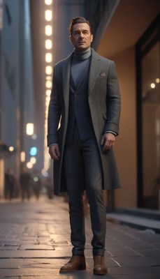 Man walking in city at night