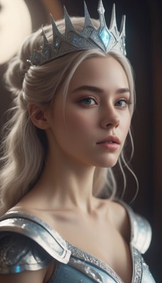 Woman wearing silver crown and dress