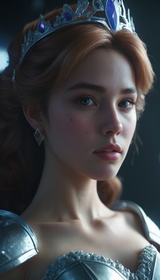 Woman wearing crown and armor