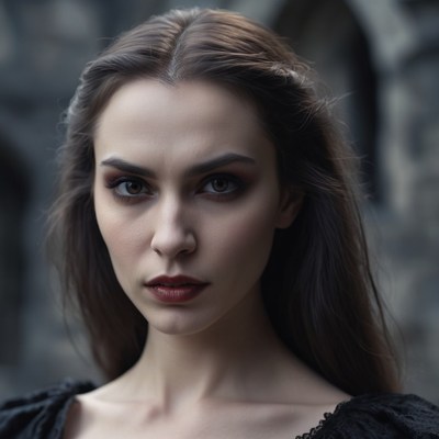 Woman posing in front of stone wall