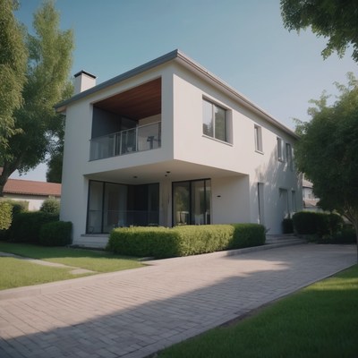 Modern home with driveway