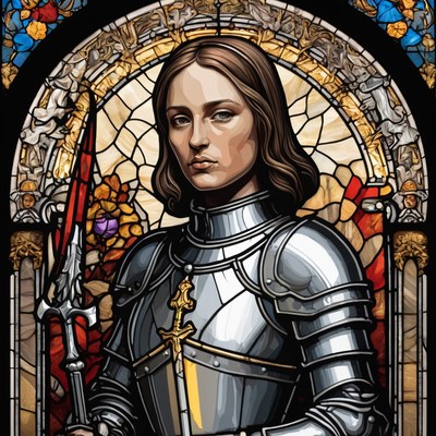 Stained glass knight portrait
