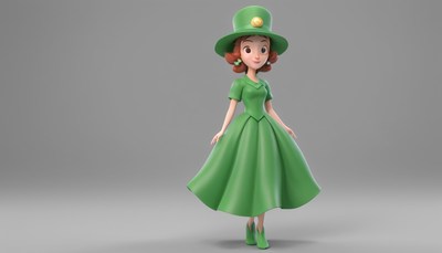 Animated green dress character
