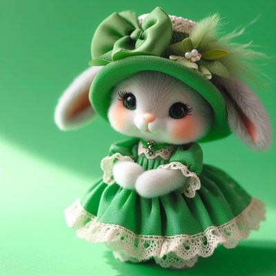 Green hatted bunny doll