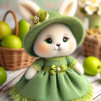 Green hatted bunny doll