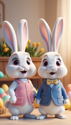 Easter bunnies in suits