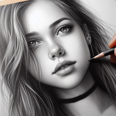 Pencil drawing of a woman's face