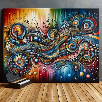 Abstract music painting on wall