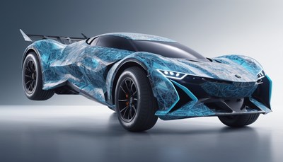 Blue and black sports car