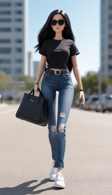 Woman walking in city